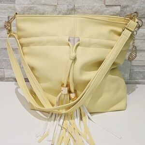 Yellow Fringe Drawstring Shoulder Bag